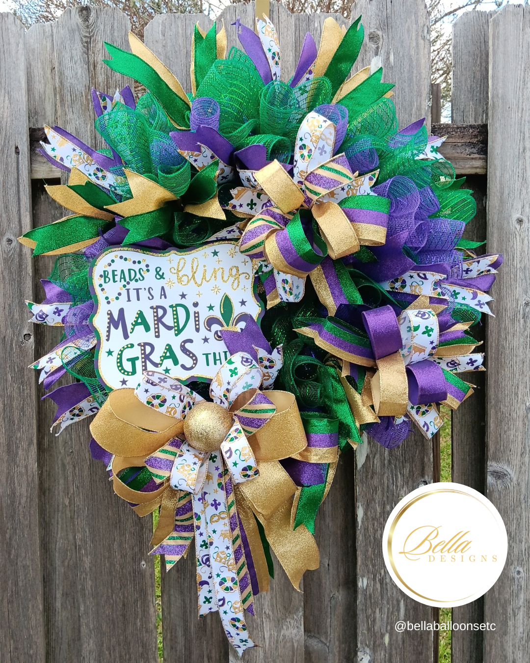 Festive Mardi Gras Wreath – Beads, Bling & Carnival Cheer
