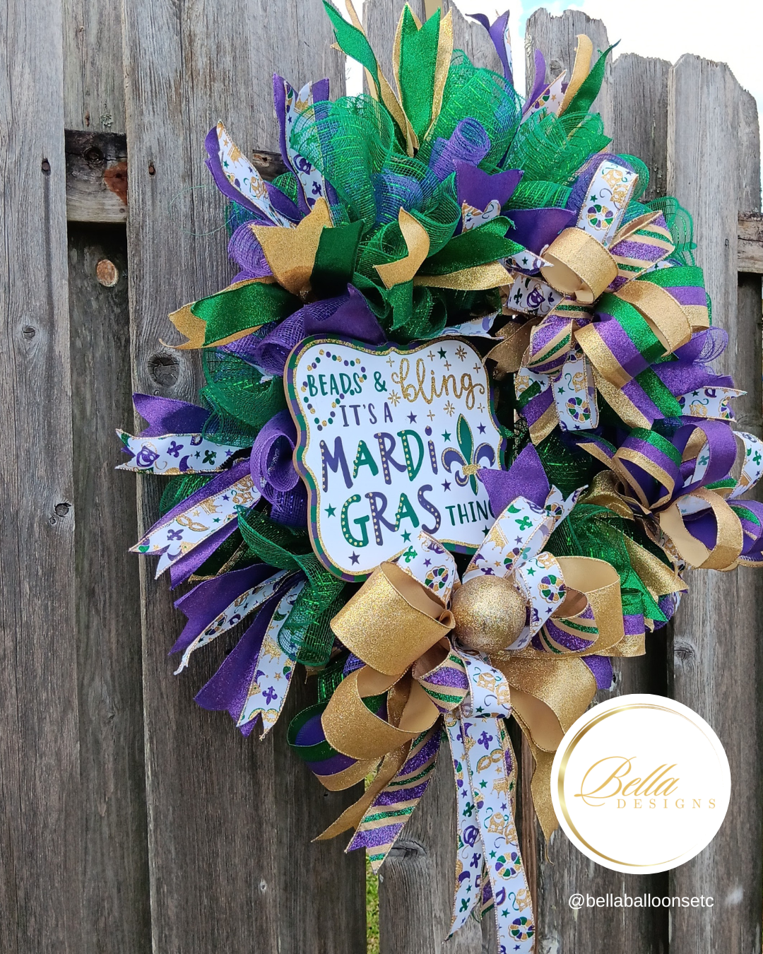 Festive Mardi Gras Wreath – Beads, Bling & Carnival Cheer