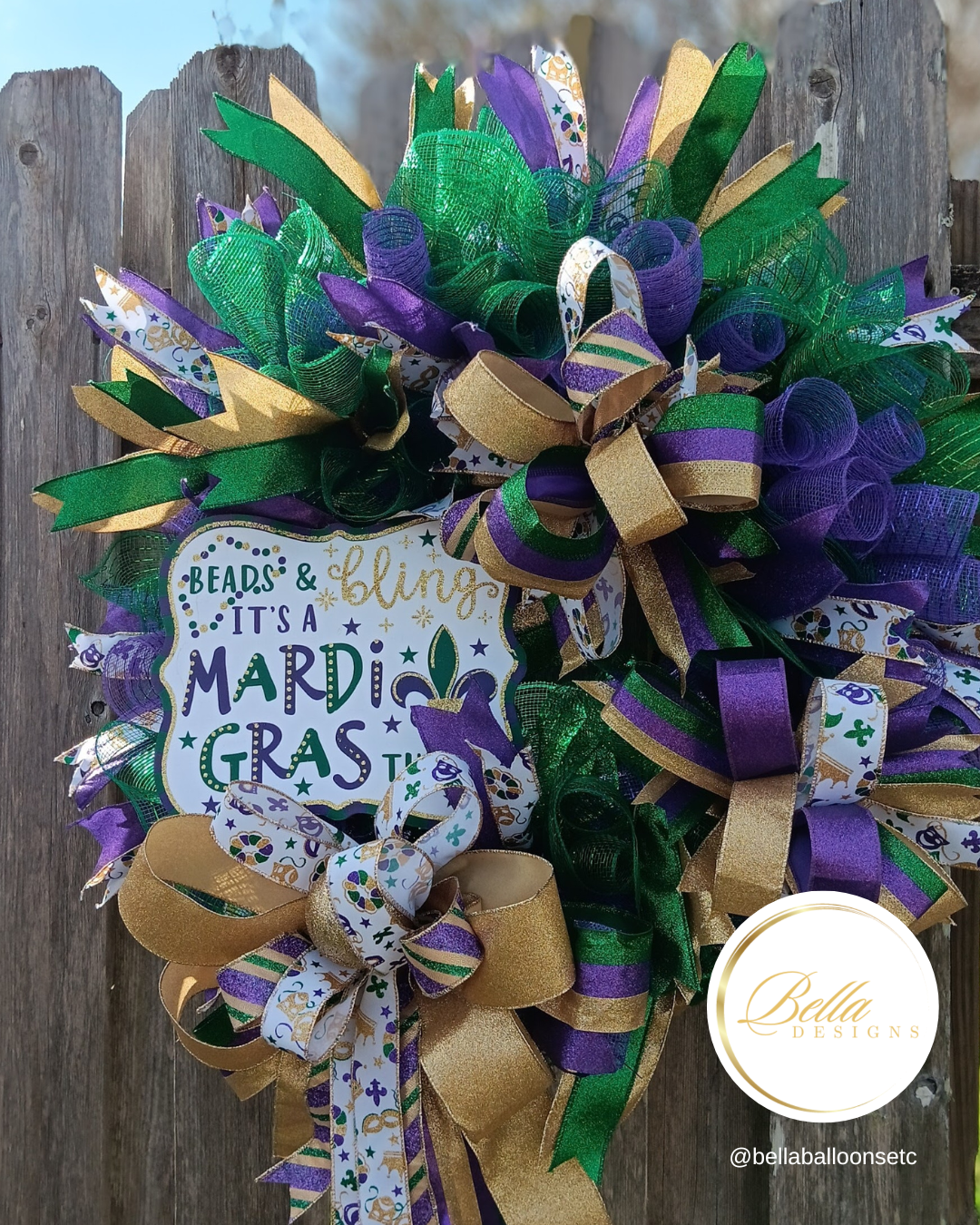 Festive Mardi Gras Wreath – Beads, Bling & Carnival Cheer