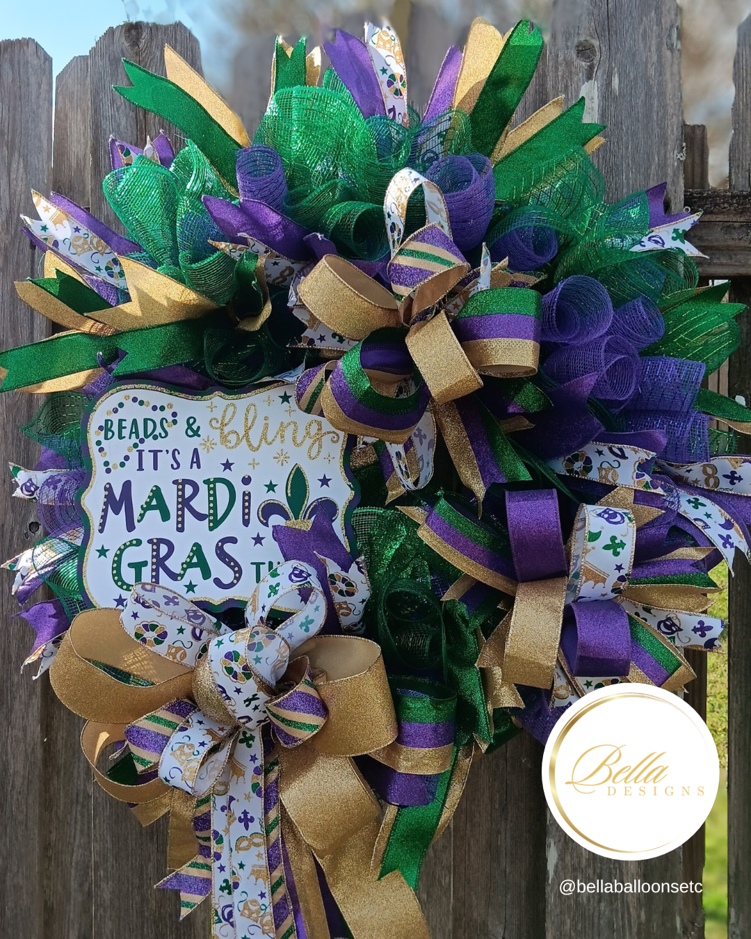 Festive Mardi Gras Wreath – Beads, Bling & Carnival Cheer
