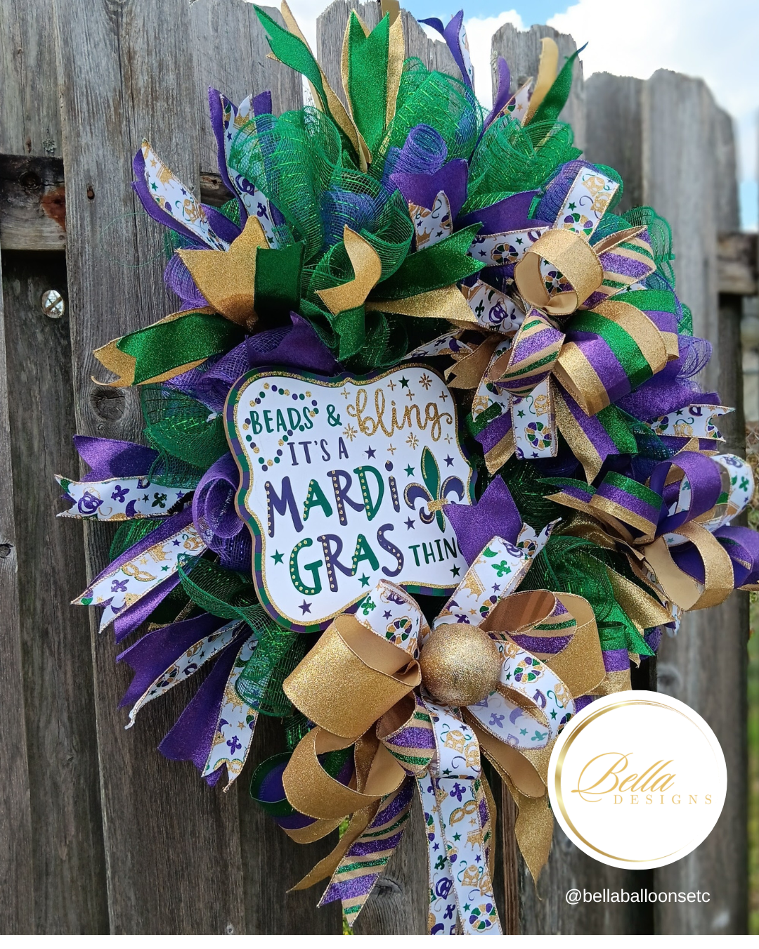 Festive Mardi Gras Wreath – Beads, Bling & Carnival Cheer
