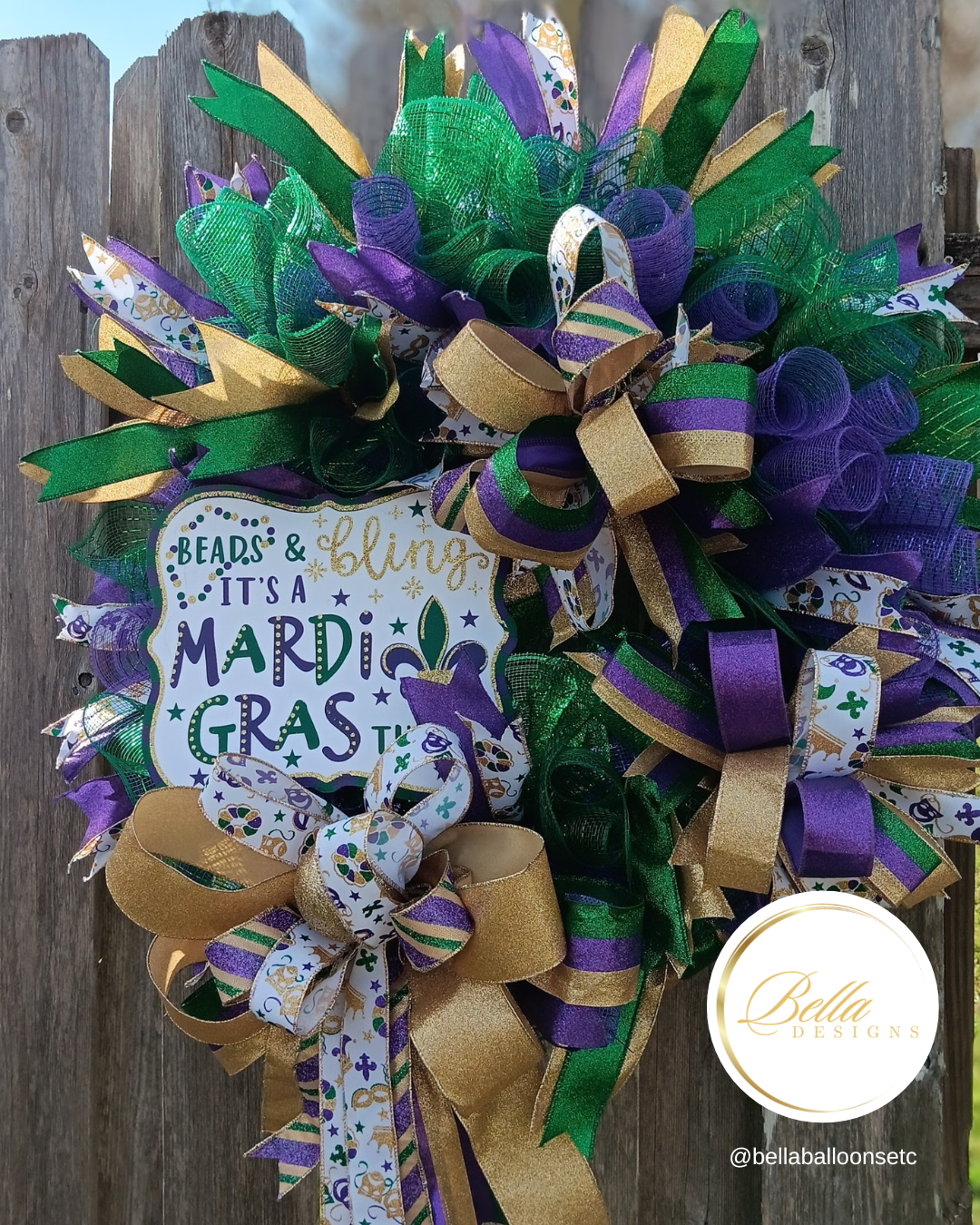 Festive Mardi Gras Wreath – Beads, Bling & Carnival Cheer
