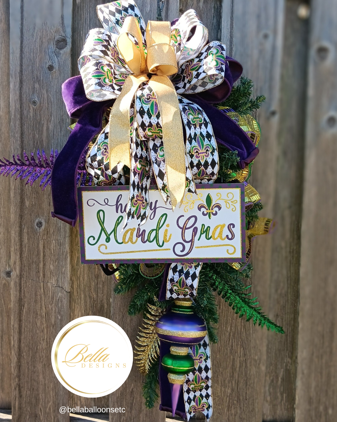 Elegant Mardi Gras Harlequin Swag