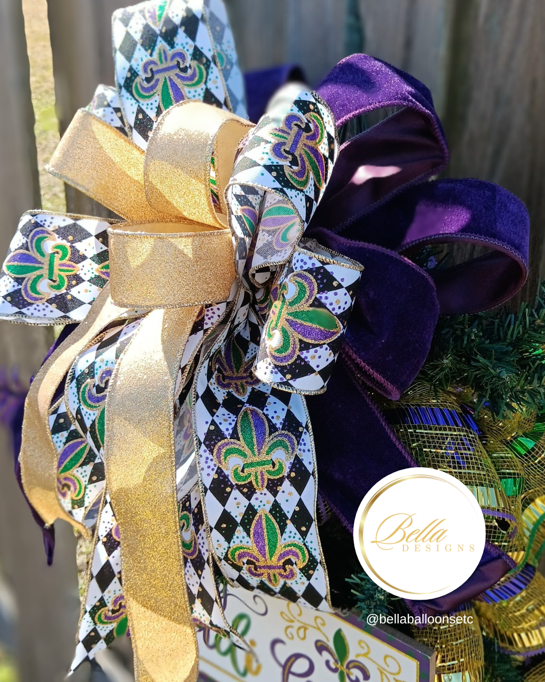 Elegant Mardi Gras Harlequin Swag