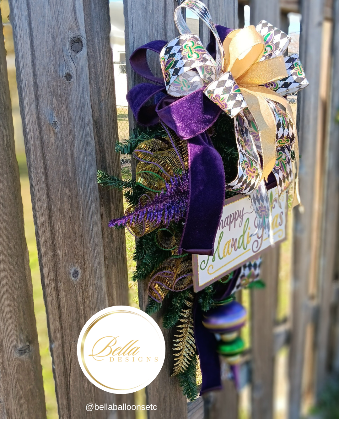 Elegant Mardi Gras Harlequin Swag