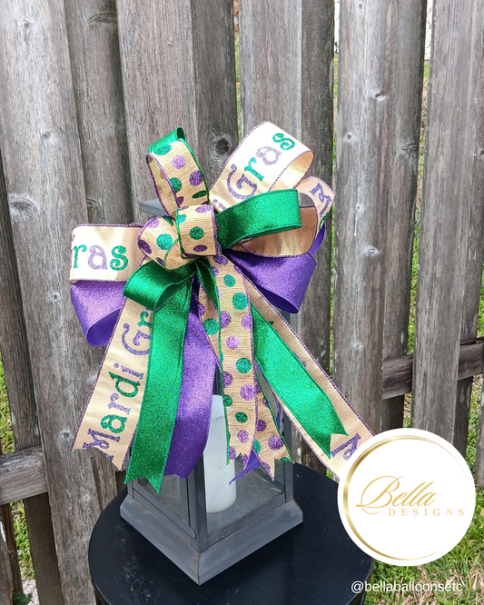 Festive Mardi Gras Bow