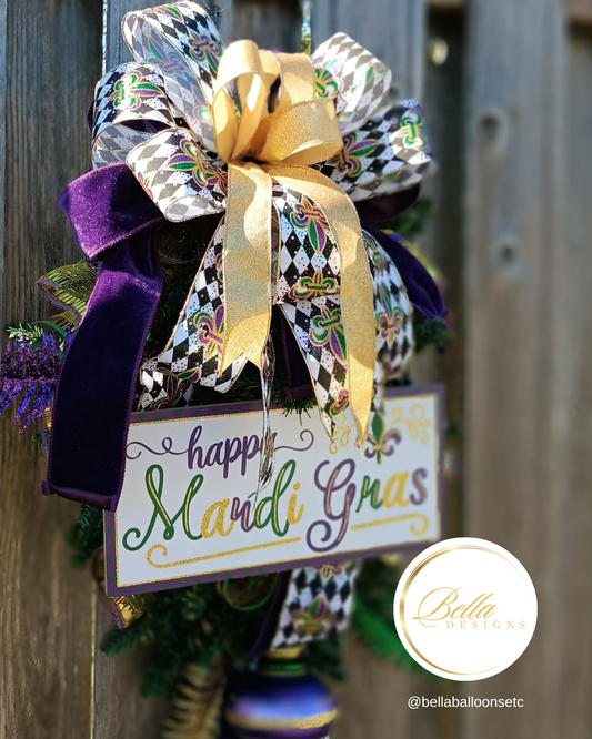 Elegant Mardi Gras Harlequin Swag