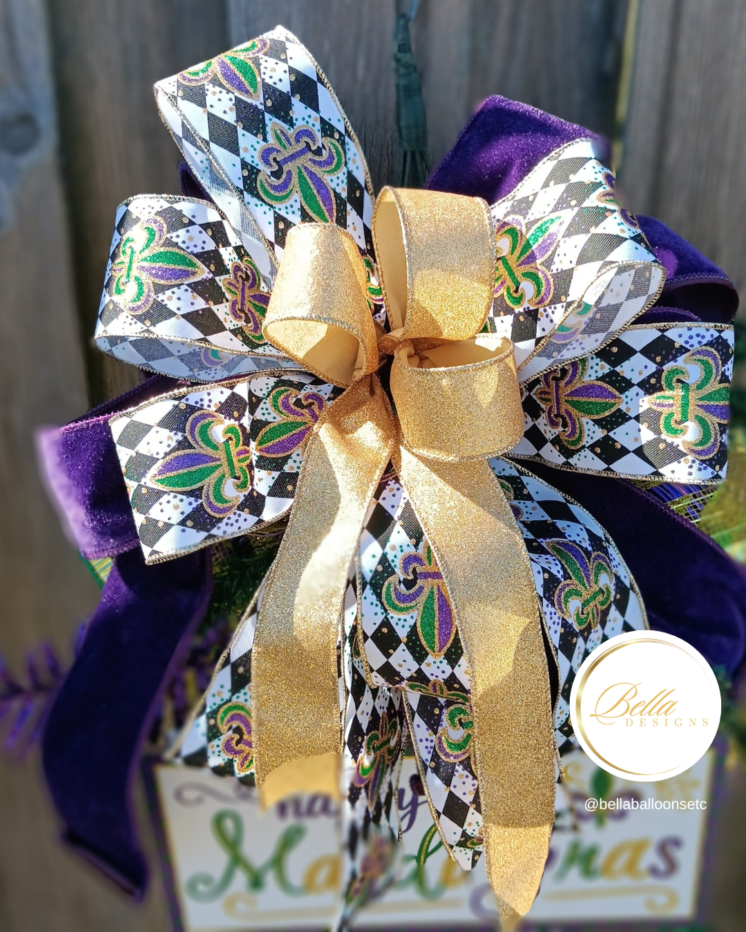 Festive Mardi Gras Bow
