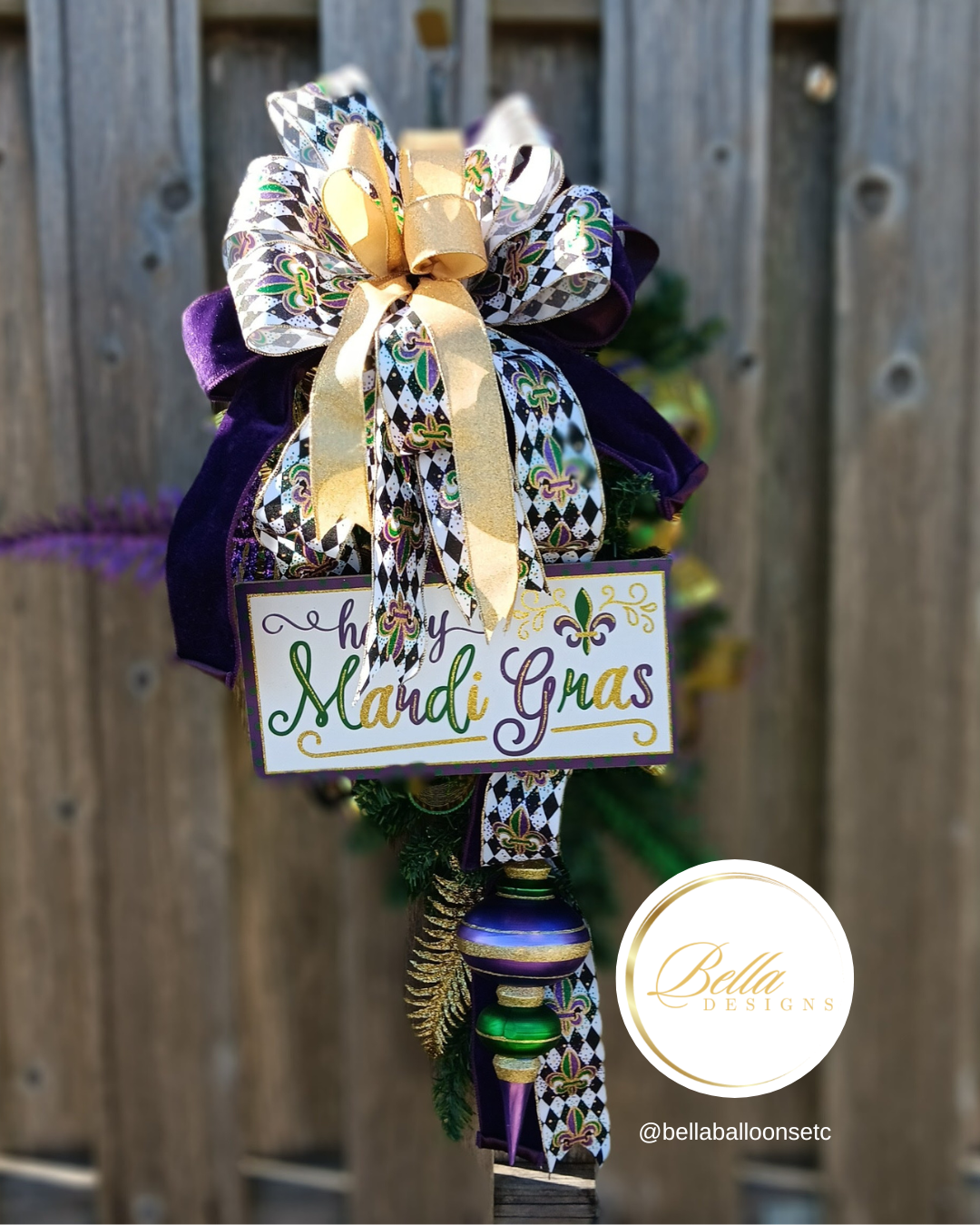 Elegant Mardi Gras Harlequin Swag