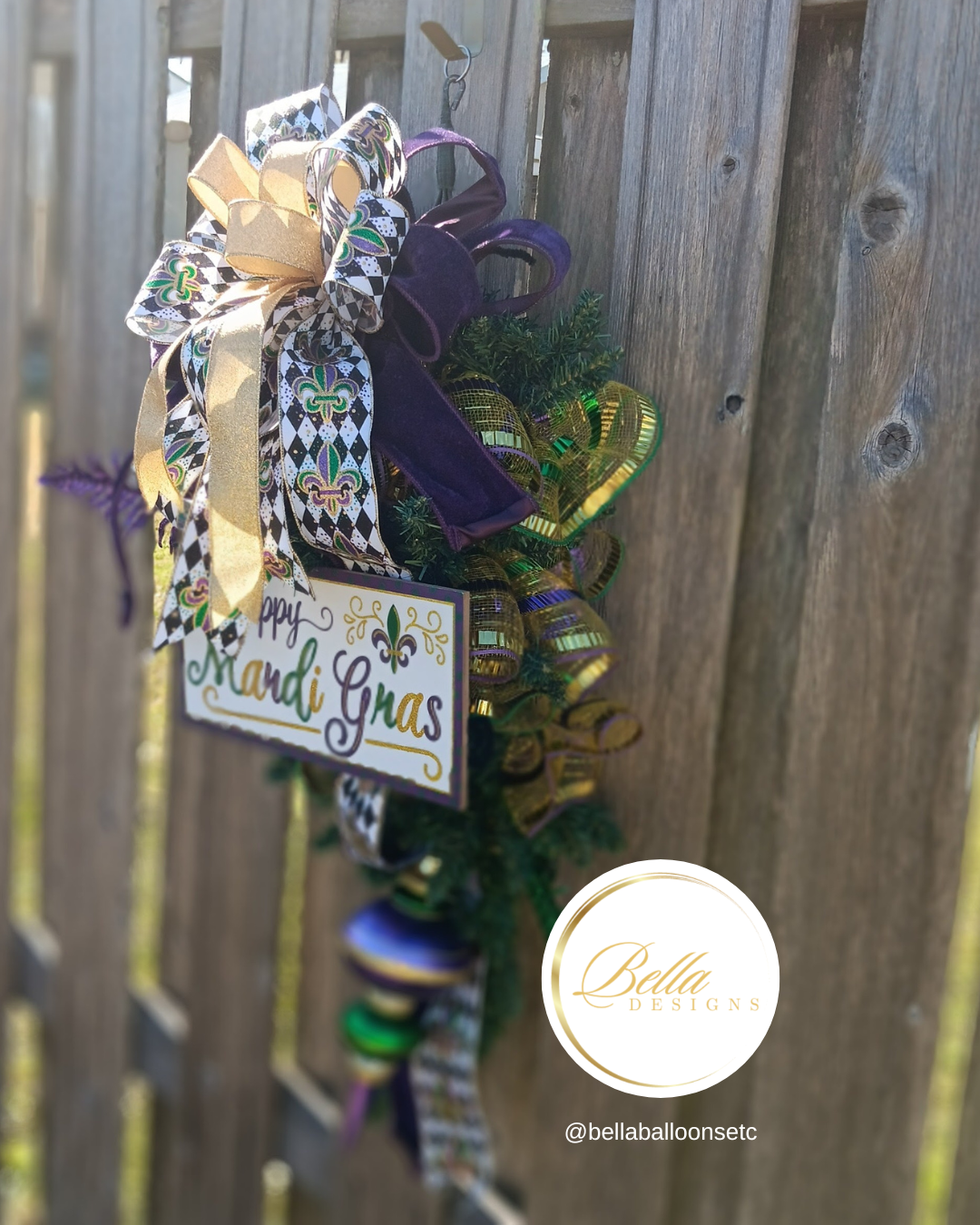 Elegant Mardi Gras Harlequin Swag