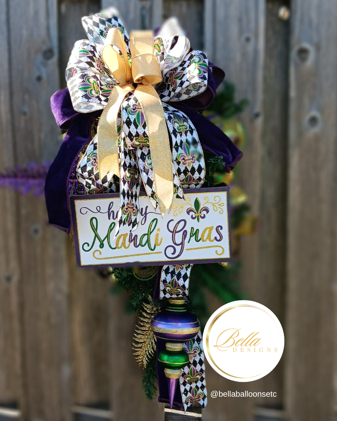Elegant Mardi Gras Harlequin Swag